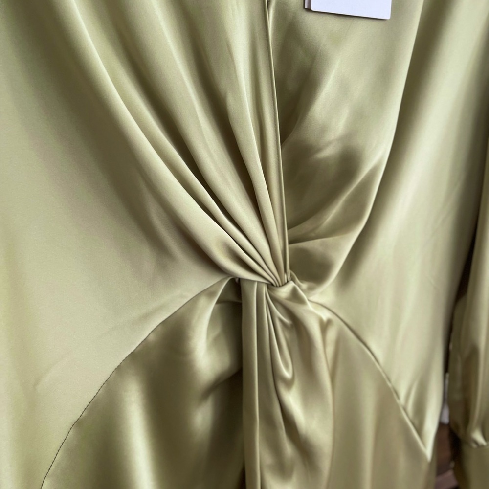 Theory Women’s Satin Twist Front Midi Dress Elegant Cocktail Evening Wear Sz 10 - Picture 4 of 10